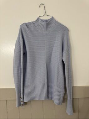 Light Blue Ribbed Mock Neck Women's Sweater